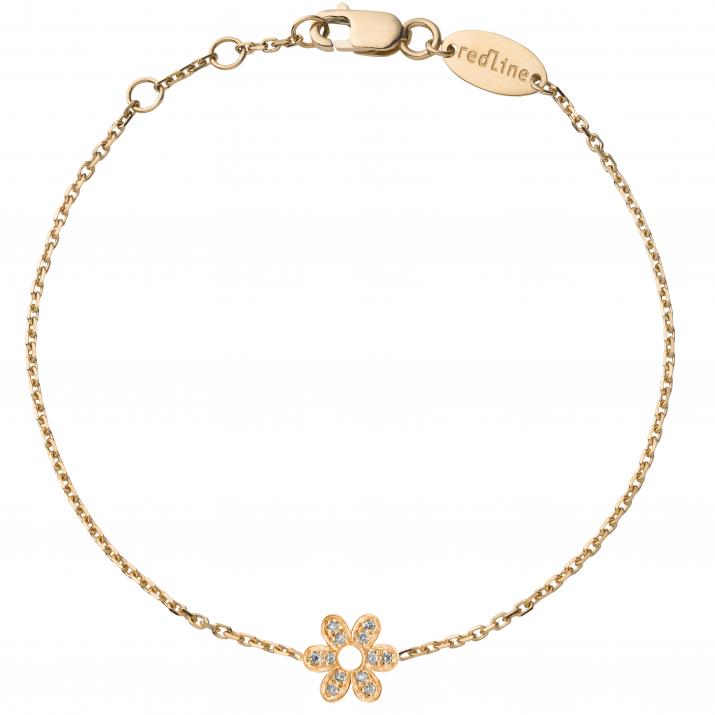 Rose gold chain bracelet with diamond-paved flower - Redline