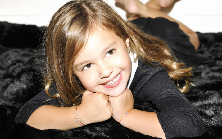 Half-thread, half-chain children's bracelet with 0.05-carat diamond in bezel-set yellow gold - Redline - 0++