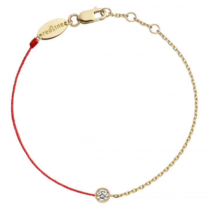 String and chain bracelet with 0.05ct diamond in yellow gold bezel setting - Redline - 0++