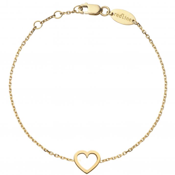 Yellow gold chain bracelet with heart - Redline