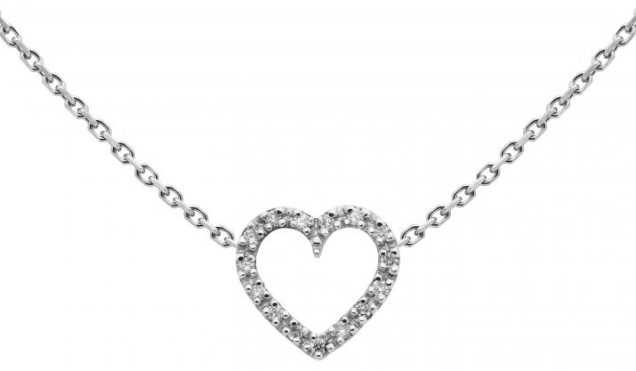 White gold chain necklace with diamond-paved heart - Redline