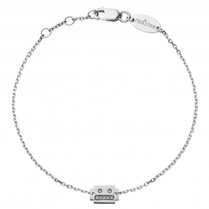 White gold chain bracelet with diamond on a robot - Redline