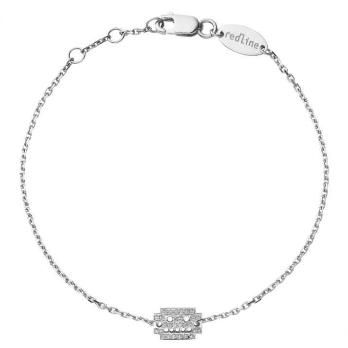 White gold chain bracelet with diamond-paved robot - Redline