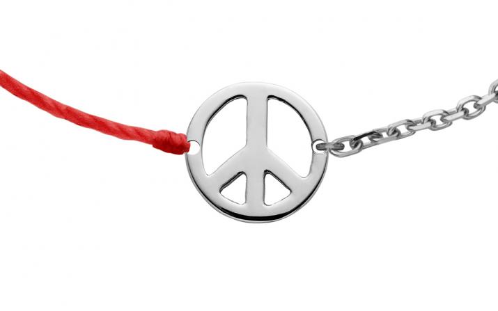 Mini Peace string and chain bracelet white gold - Redline - 0++