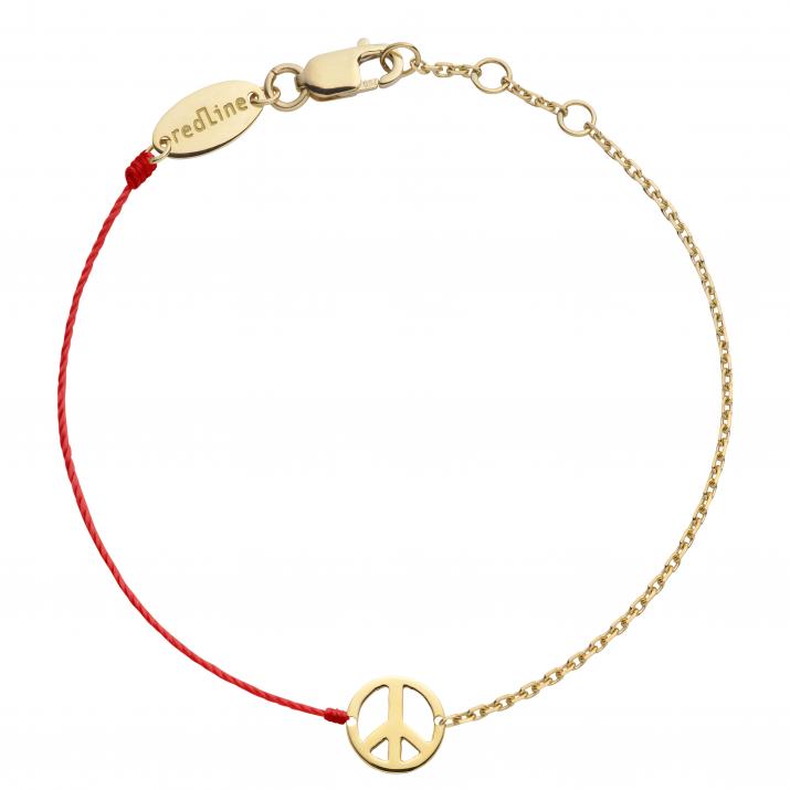 Mini Peace string and chain bracelet in yellow gold - Redline - 0++