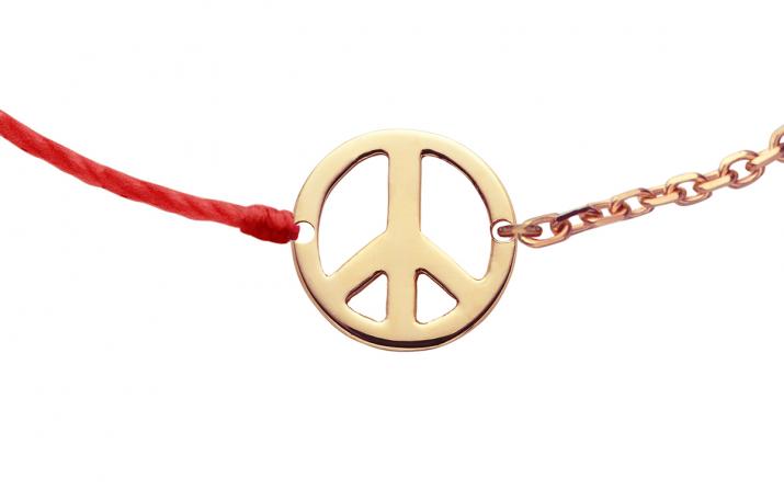 Mini Peace string and chain bracelet in rose gold - Redline - 0++