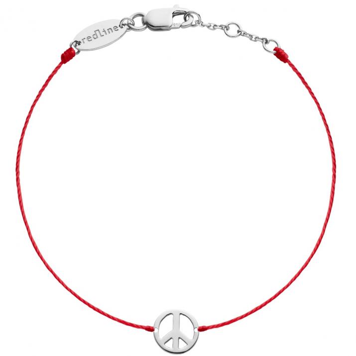 String bracelet with little peace & love in white gold - Redline - 0++