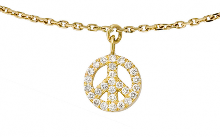Chain Bracelet Mini Peace Yellow Gold RedLine Jewelry - Redline - 0++