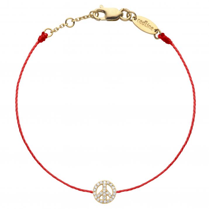 Diamond-paved Mini Peace string bracelet in yellow gold - Redline - 0++