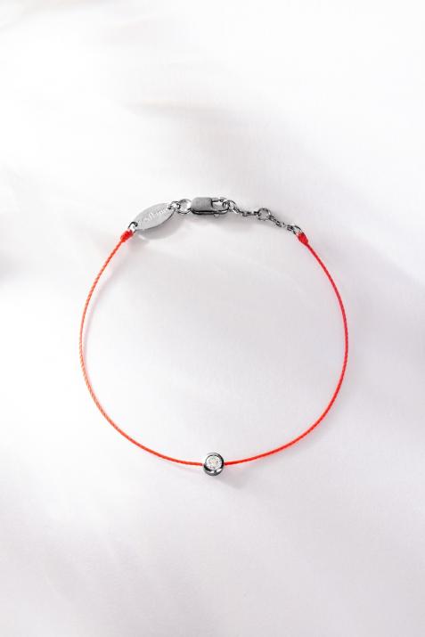 String bracelet with 0.1ct diamond in black gold bezel setting - Redline - 0++