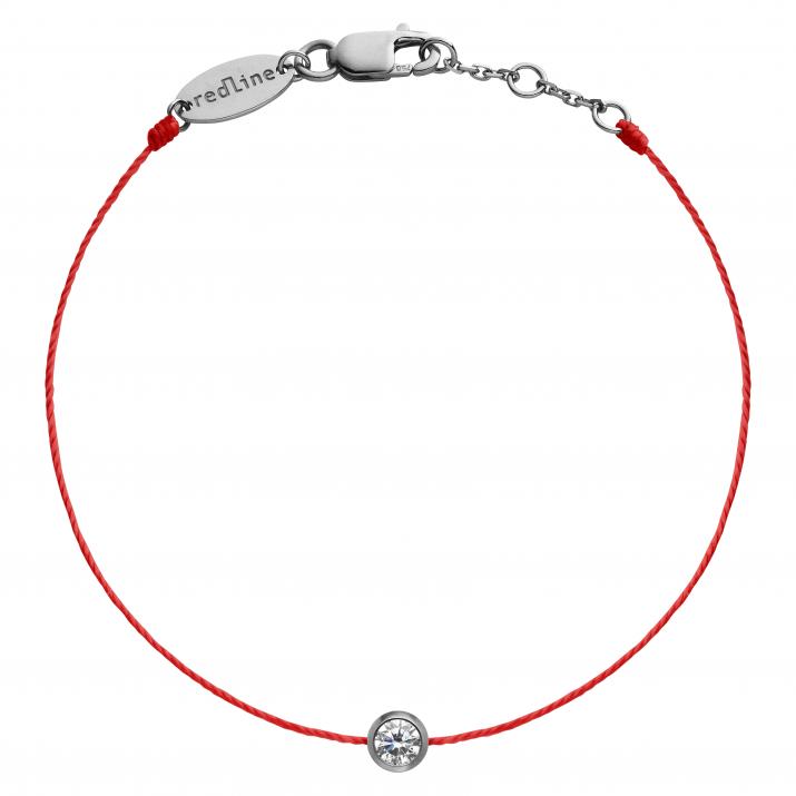String bracelet with 0.1ct diamond in black gold bezel setting - Redline - 0++