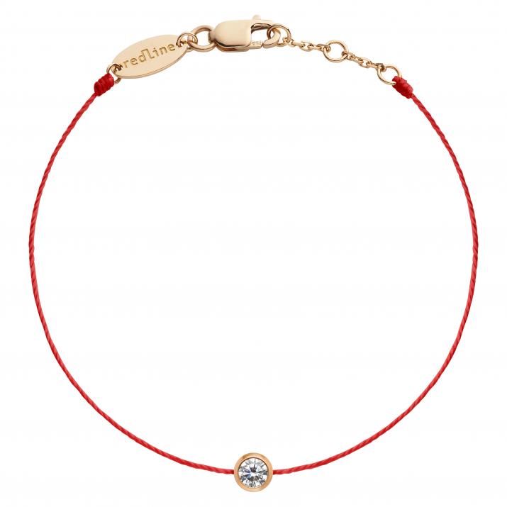 String bracelet with 0.1ct diamond in rose gold bezel setting - Redline - 0++