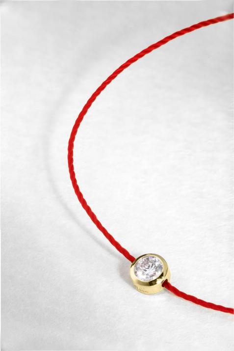 String bracelet with 0.1ct diamond in yellow gold bezel setting - Redline - 0++
