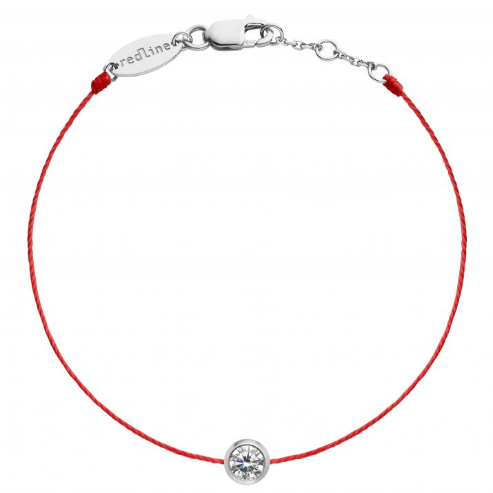 String bracelet with 0.2ct diamond in white gold bezel setting - Redline - 0++