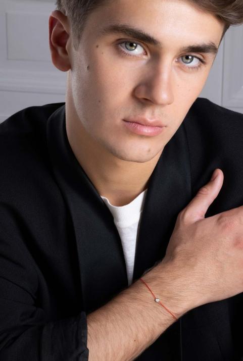 String bracelet with 0.1ct diamond in white gold bezel setting - Redline - 0++