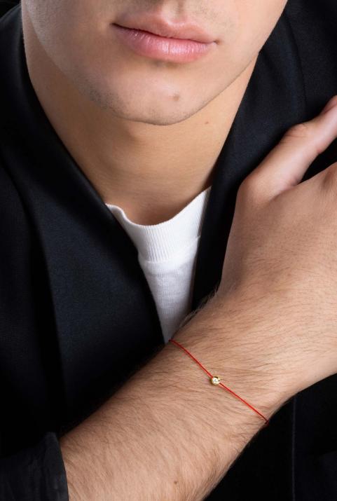 String bracelet with 0.1ct diamond in yellow gold bezel setting - Redline - 0++