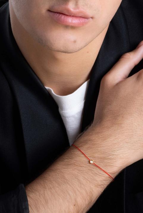 String bracelet with 0.1ct diamond in rose gold bezel setting - Redline - 0++