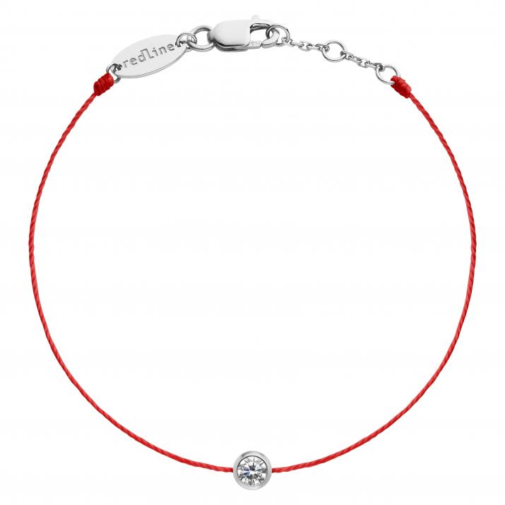 String bracelet with 0.1ct diamond in white gold bezel setting - Redline - 0++