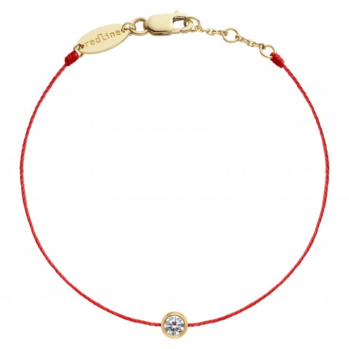 String bracelet with 0.1ct diamond in yellow gold bezel setting - Redline - 0++