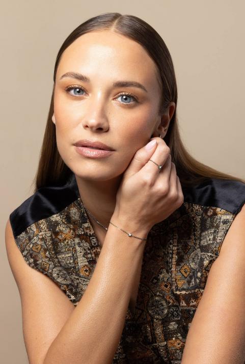 Chain bracelet with 0.1ct diamond in black gold bezel setting - Redline - 0++