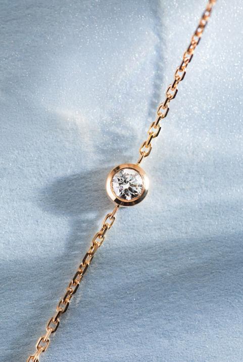 Chain bracelet with 0.1ct diamond in rose gold bezel setting - Redline - 0++