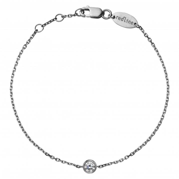 Chain bracelet with 0.1ct diamond in black gold bezel setting - Redline - 0++