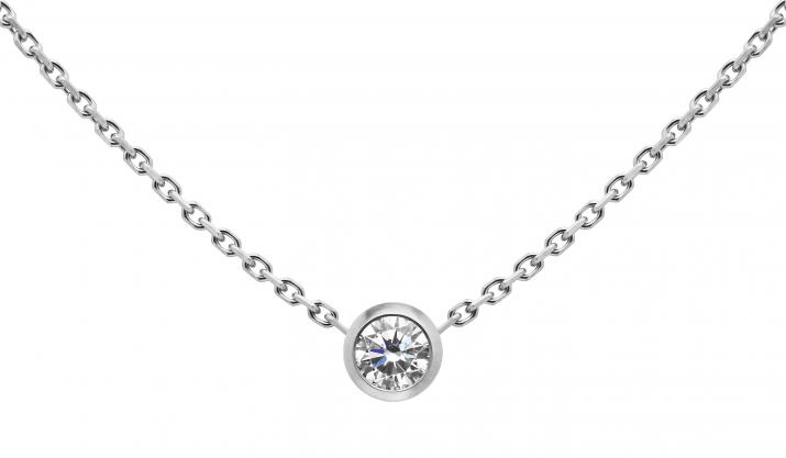 Chain necklace with 0.1ct diamond in white gold bezel setting - Redline - 0++