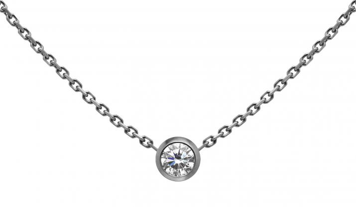 Chain necklace with 0.1ct diamond in black gold bezel setting - Redline - 0++
