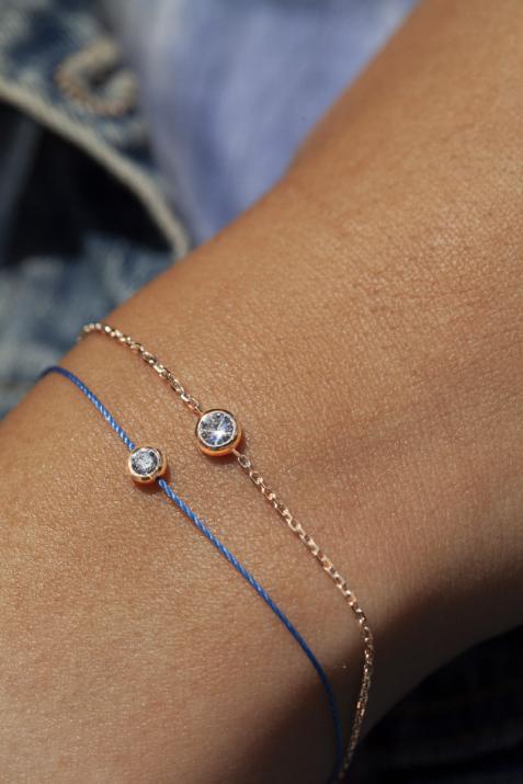 Chain bracelet with 0.2ct diamond in rose gold bezel setting - Redline - 0++