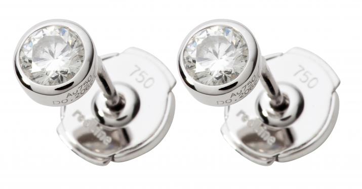 Earrings with 0.4ct diamond in white gold bezel setting - Redline - 0++
