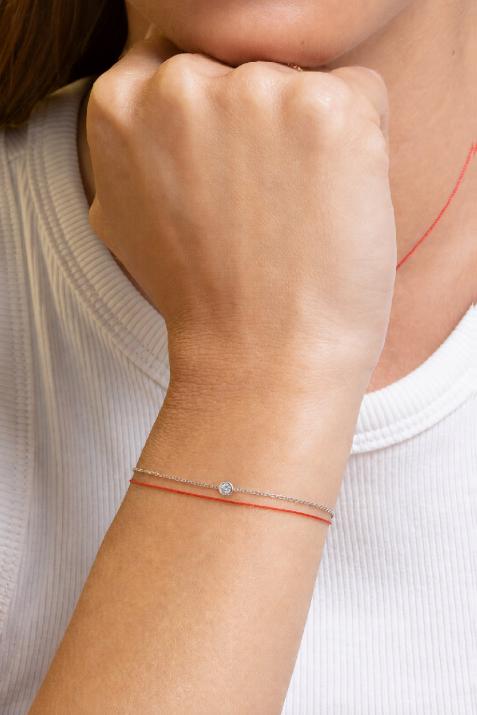 Chain bracelet with 0.1ct diamond in white gold bezel setting - Redline - 0++