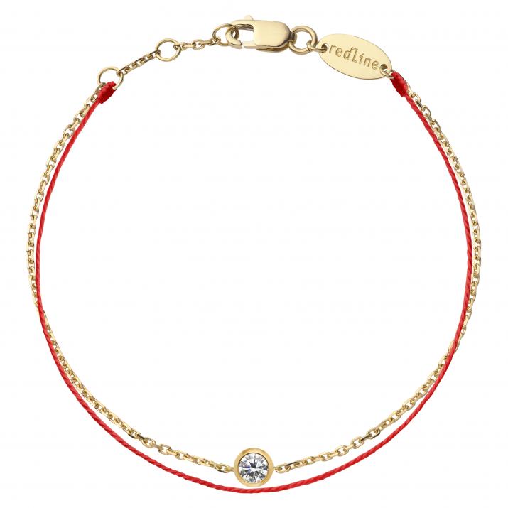 Chain bracelet with 0.1ct diamond in yellow gold bezel setting - Redline - 0++