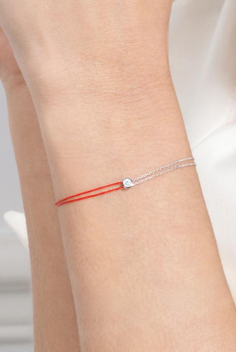 ホワイトゴールドのベゼルセッティングに0.10ctのダイヤモンドをあしらった女性用ピュアディスティングエダブルブレスレット - Redline - 0++