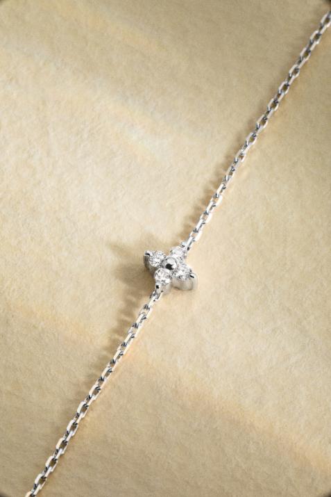 White gold chain bracelet with 4 diamonds on a star - Redline - 0++
