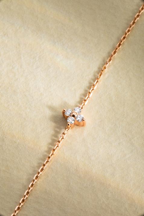 Rose gold chain bracelet with 4 diamonds on a star - Redline - 0++