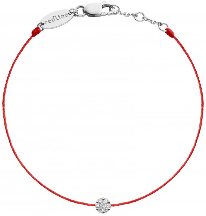 String bracelet with 0.05ct diamonds in white gold cluster style setting - Redline - 0++