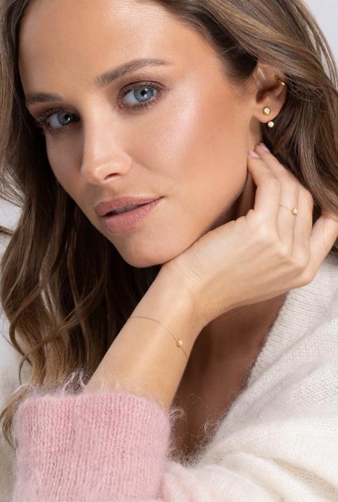 String bracelet with 0.05ct diamonds in rose gold cluster style setting - Redline - 0++