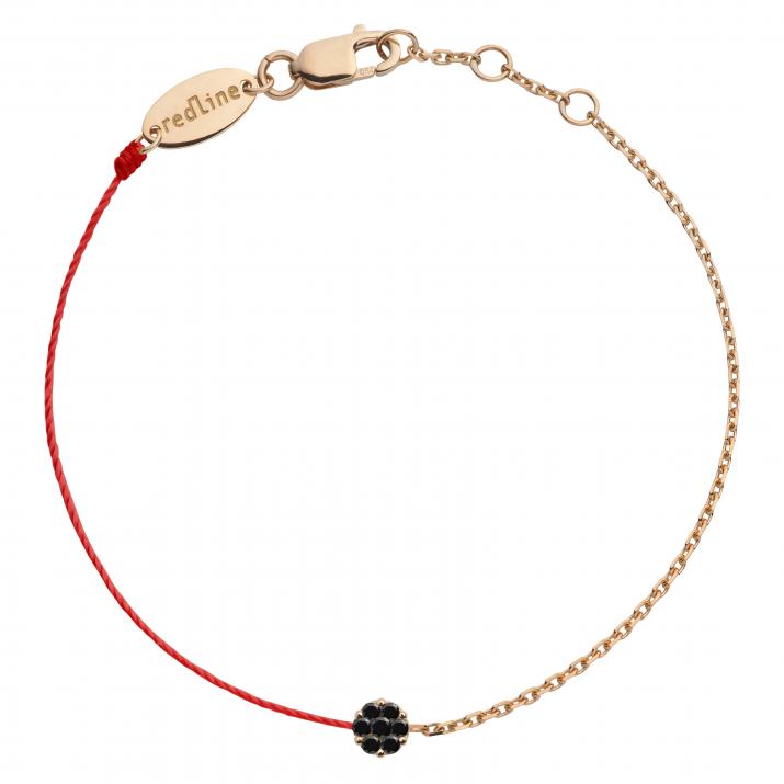 String-Chain Bracelet For Women with 0.05ct Black Diamond in Rose Gold Cluster Setting - Redline - 0++