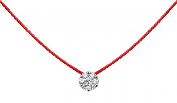 String necklace with 0.05ct diamonds in white gold cluster style setting - Redline - 0++