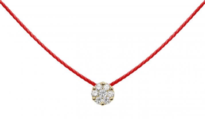 String necklace with 0.05ct diamonds in yellow gold cluster style setting - Redline - 0++