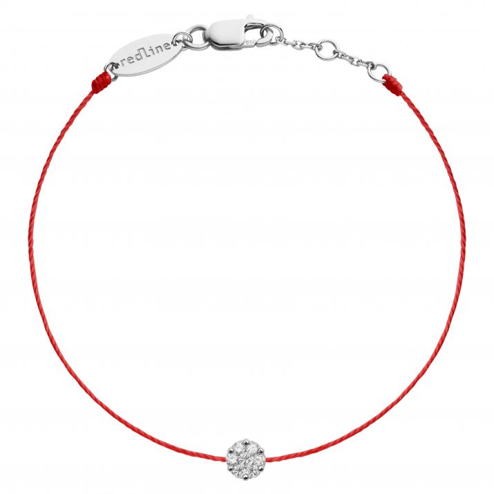 String bracelet with 0.1ct diamonds in white gold cluster style setting - Redline - 0++