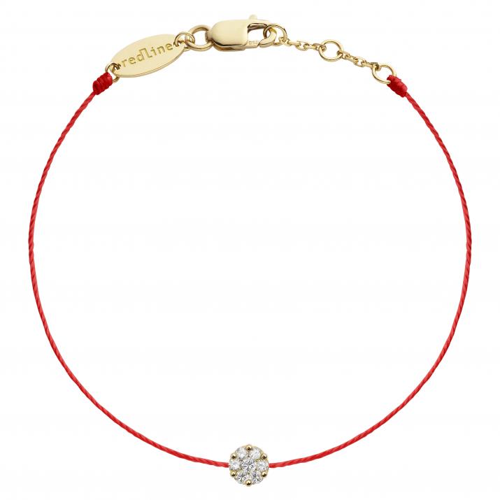 String bracelet with 0.1ct diamonds in yellow gold cluster style setting - Redline - 0++
