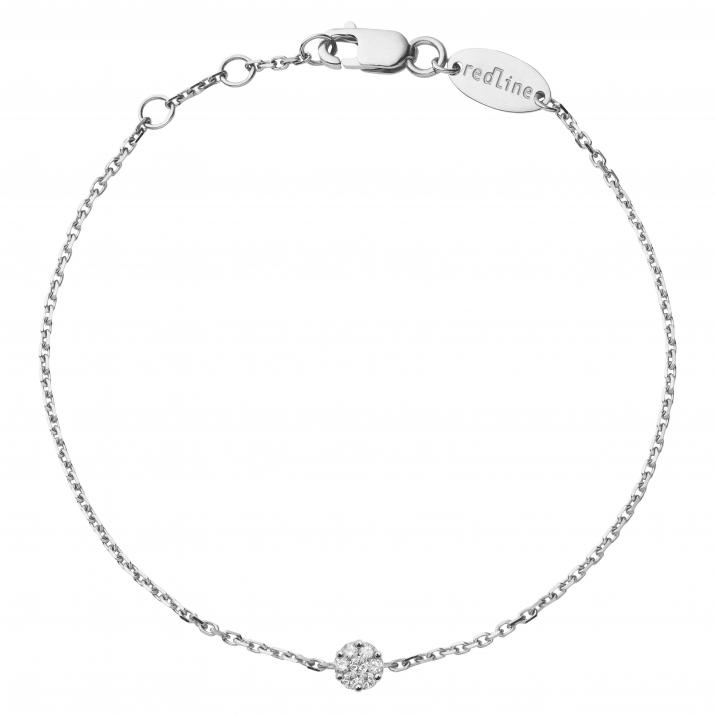 Chain bracelet with 0.05ct diamonds in white gold cluster style setting - Redline - 0++