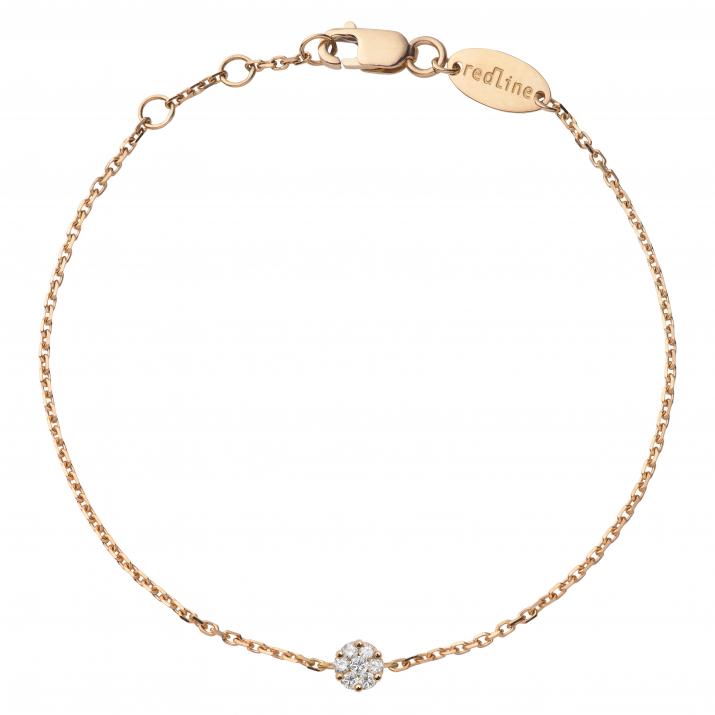 Chain bracelet with 0.05ct diamonds in rose gold cluster style setting - Redline - 0++