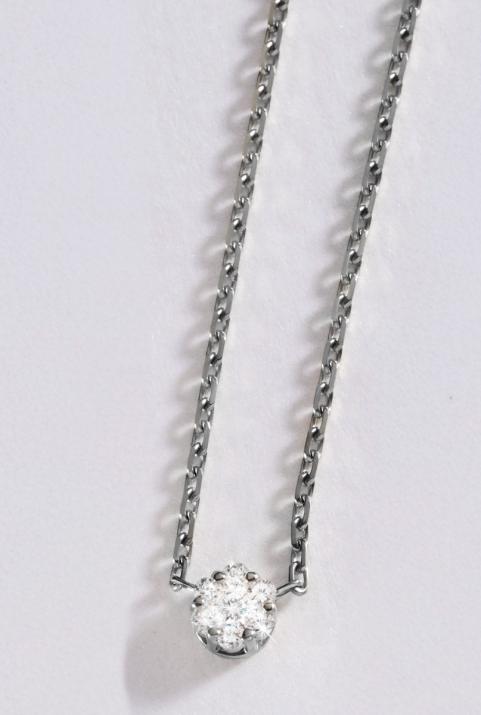 Chain necklace with 0.05ct diamonds in black gold cluster style setting - Redline - 0++