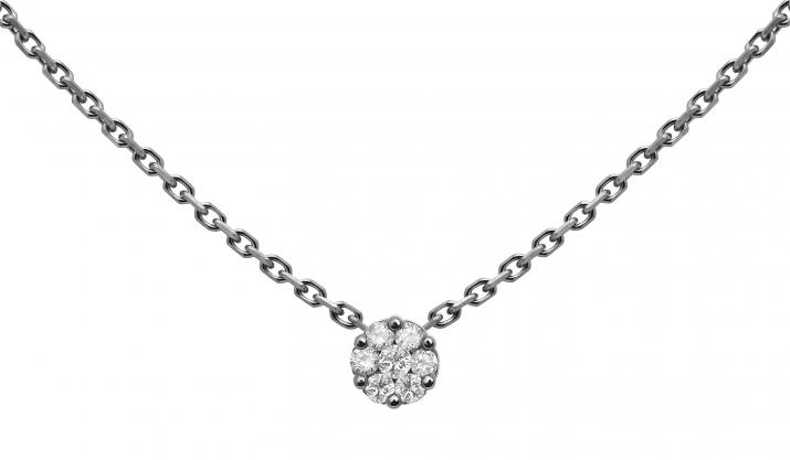 Chain necklace with 0.05ct diamonds in black gold cluster style setting - Redline - 0++