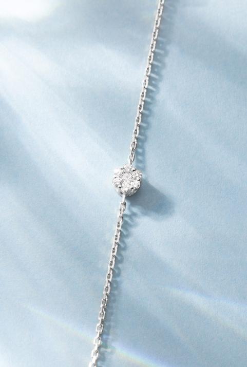 Chain bracelet with 0.1ct diamonds in white gold prong setting - Redline - 0++