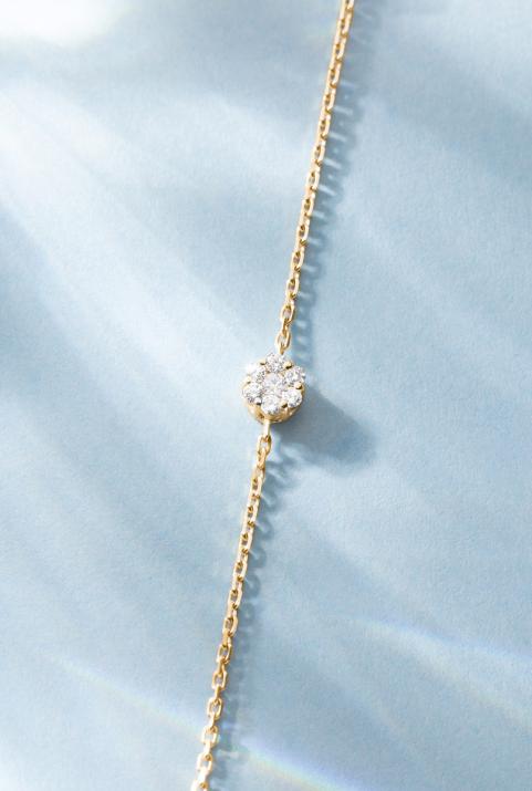 Chain bracelet with 0.1ct diamonds in yellow gold prong setting - Redline - 0++