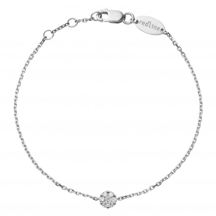 Chain bracelet with 0.1ct diamonds in white gold prong setting - Redline - 0++