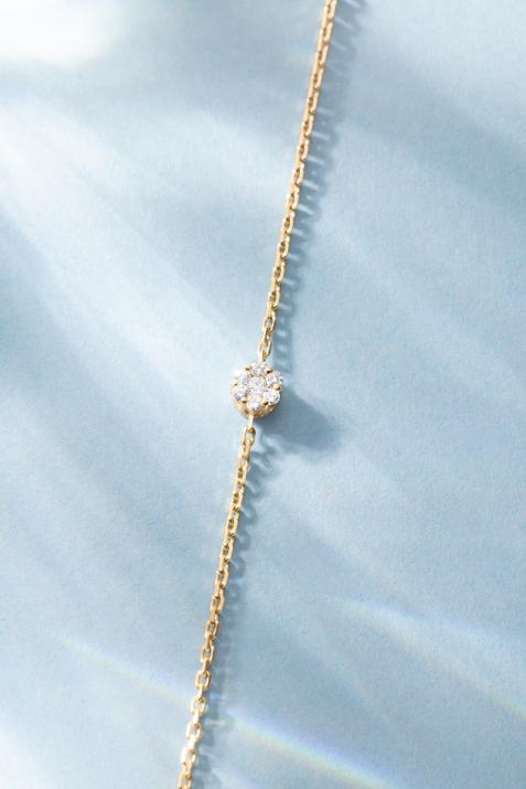 Chain bracelet with 0.1ct diamonds in yellow gold prong setting - Redline - 0++